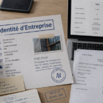 carte identité entreprise sur bureau avec documents officiels