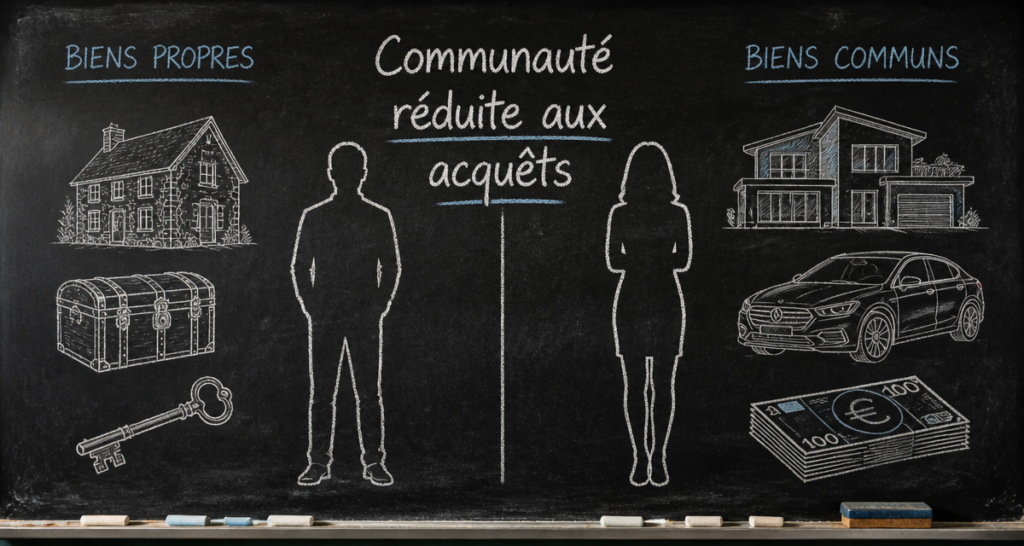 illustration communauté réduite aux acquets biens propres et communs