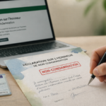 déclaration sur l honneur de non condamnation signée sur un bureau