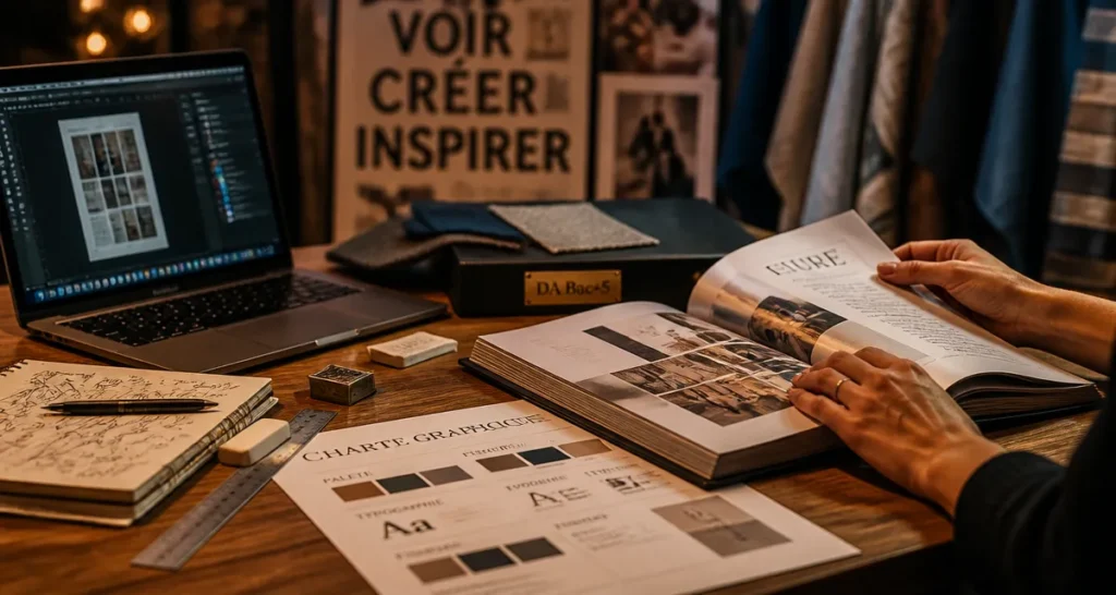 Directrice artistique etude : portfolio graphique et bureau de travail