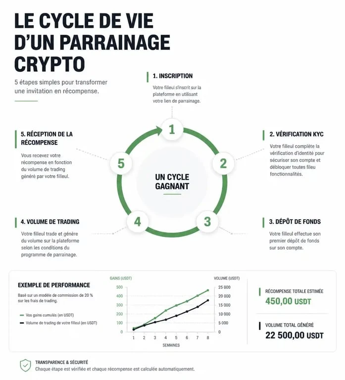 Processus étape par étape du parrainage crypto pour obtenir des récompenses sur les plateformes d'échange