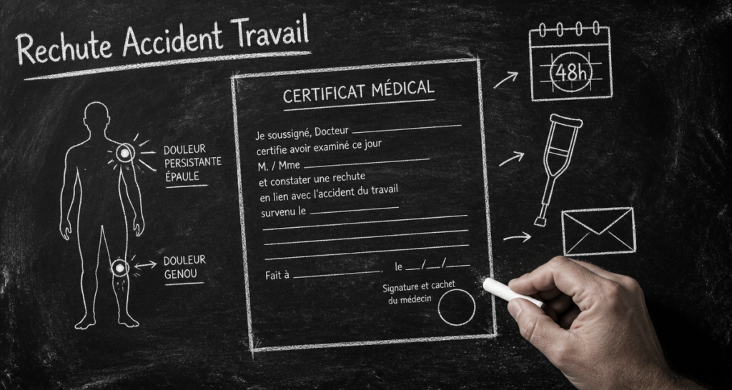 rechute accident de travail delai certificat medical