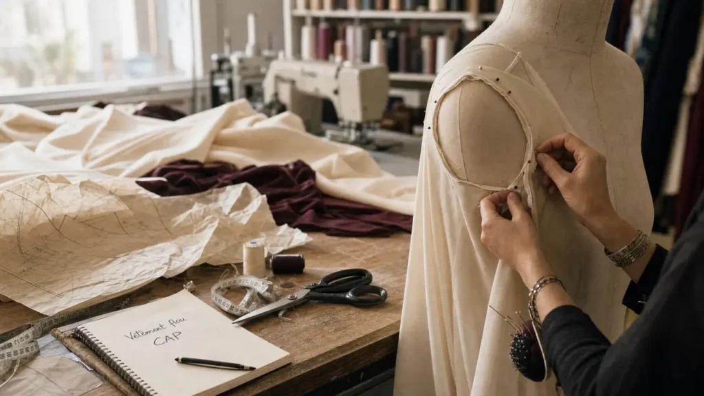 CAP métier de la mode : couture vêtement flou en atelier