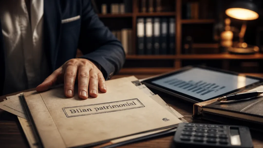Conseiller financier avec bilan patrimonial et graphiques