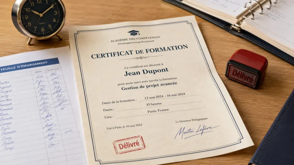 Attestation de formation professionnelle : mentions à vérifier et remise