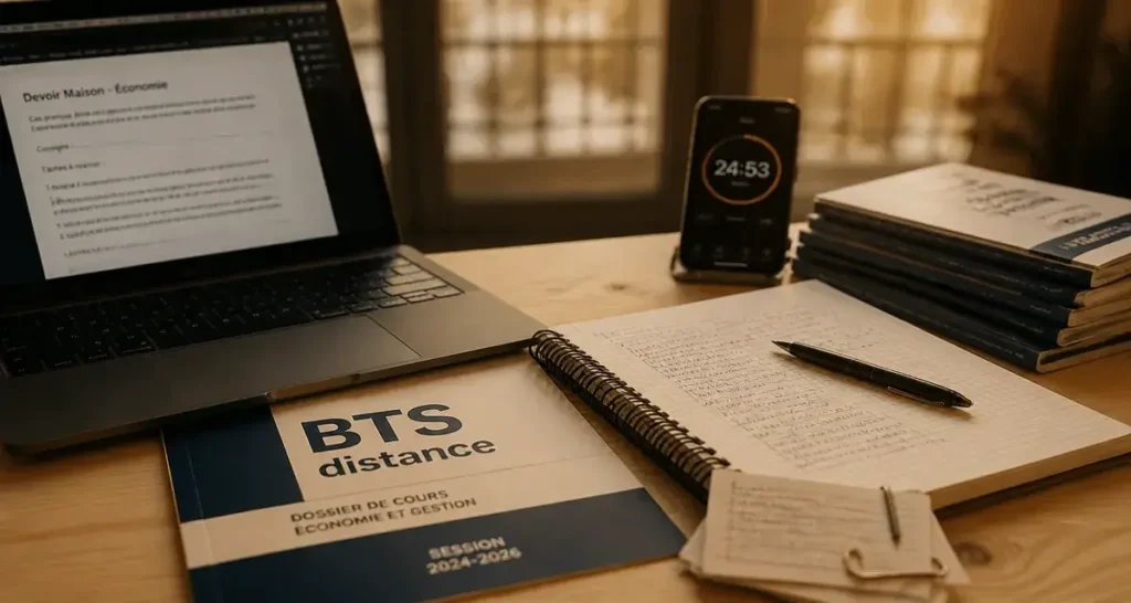 BTS correspondance : dossier et ordinateur sur table pour réussir