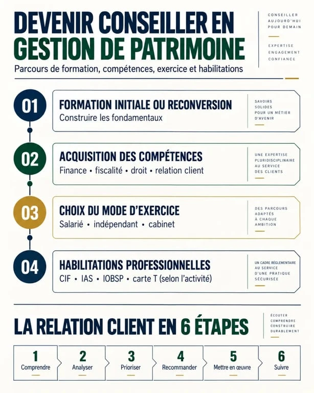 Parcours de formation de conseiller en gestion de patrimoine et principales habilitations professionnelles