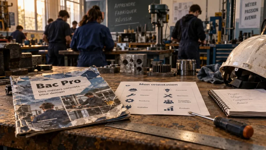 Métier bac pro : brochures Bac Pro et outils en atelier, débouchés après le diplôme